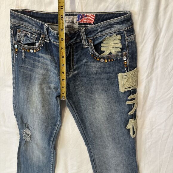 Y2K Angel Jeans Women's 7 Embroidered Boot Cut Embellished - Picture 13 of 13